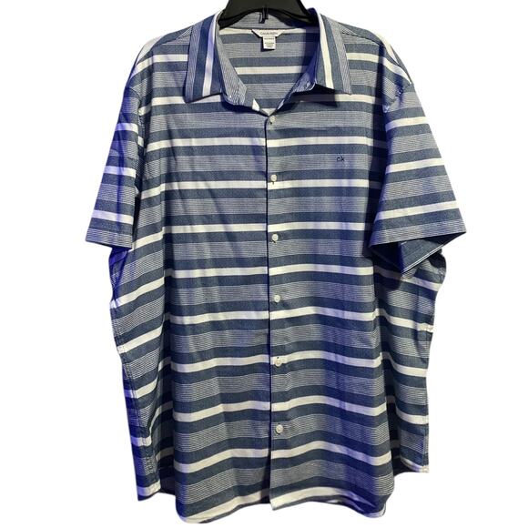 Calvin Klein Blue Striped Button Down Shirt XXL - Picture 1 of 4